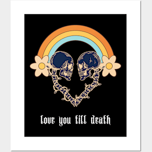 💀💗crazy halloween skull quote design skeleton - love you till deat Posters and Art